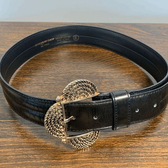 Accessory Lady Black and Gold Italian Leather Belt - Picture 5 of 5